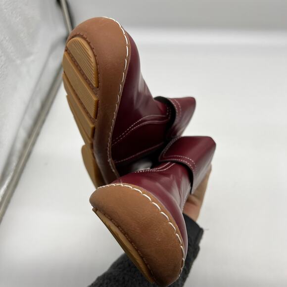 Fashion Womens Ankle Boot Comfortable Slip On Flat Booties Red Size 8US / 39CN - Picture 10 of 13